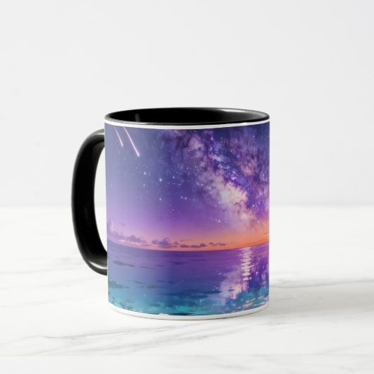 Milky Way Ocean Mug | 夢のような銀河の海景色の陶器 マグカップ (正面左)