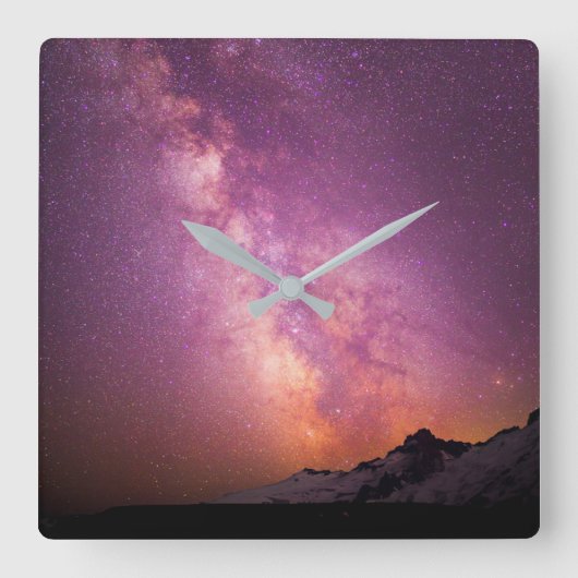 Milky Way | Over the Shoulder of Mt. Rainier スクエア壁時計 (正面)