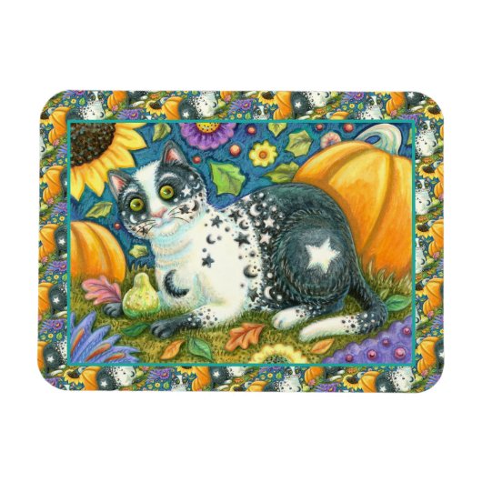 MILKYWAY, A MYSTICAL HALLOWEEN CAT, MOON & STARS マグネット (横)