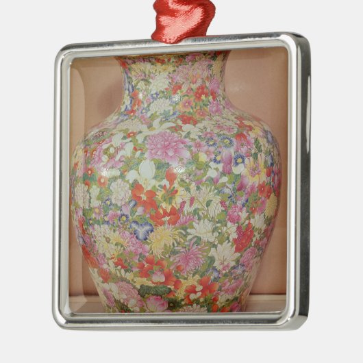 milleのフルーアのFamilleのばら色のつぼ メタルオーナメント (左)