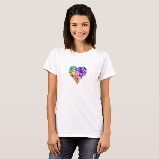 MillefioriのキルトのハートのTシャツ Tシャツ (正面フル)