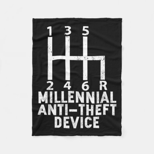 Millennial Anti Theft Device _ Funny Stick Shift  フリースブランケット (正面)