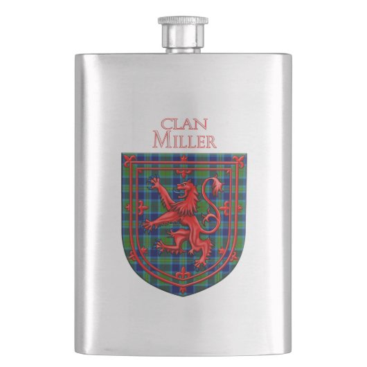 Miller Tartan Scottish Plaid Lion Rampant フラスク (正面)