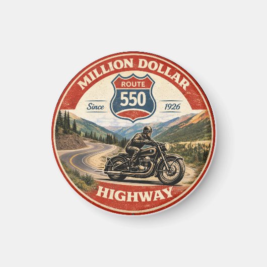  Million Dollar Highway Route 550 motorcycle gifts マグネット (正面)
