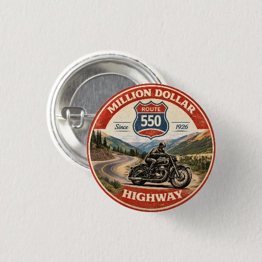  Million Dollar Highway Route 550 motorcycle gifts 缶バッジ (正面&裏面)