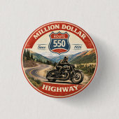  Million Dollar Highway Route 550 motorcycle gifts 缶バッジ (正面)