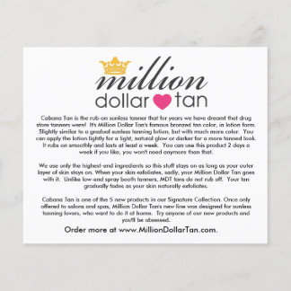 Million Dollar TanのCabana Tanカード チラシ