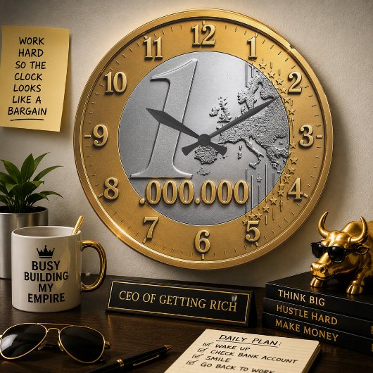 Million Euro Coin Wall Clock Design, Funny Wealth ラージ壁時計
