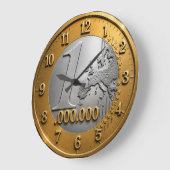 Million Euro Coin Wall Clock Design, Funny Wealth ラージ壁時計 (傾斜)