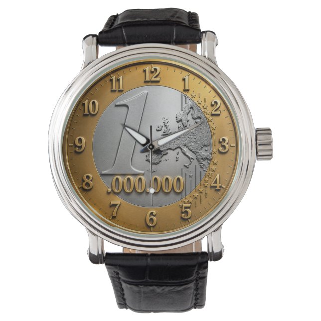 Million Euro Coin Wall Clock Design, Funny Wealth  腕時計 (正面)
