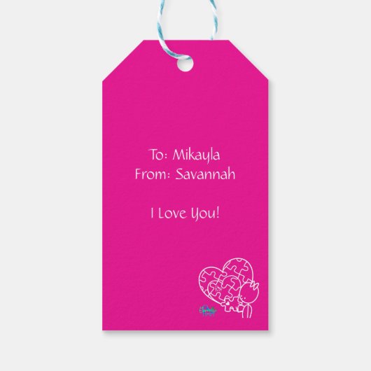 Million Piece Jigsaw Pink Customized ギフトタグ (裏面)
