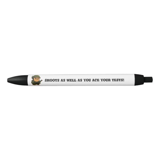Millitary Tost Shoots as well as you ace your test 黒ボールペン (正面)