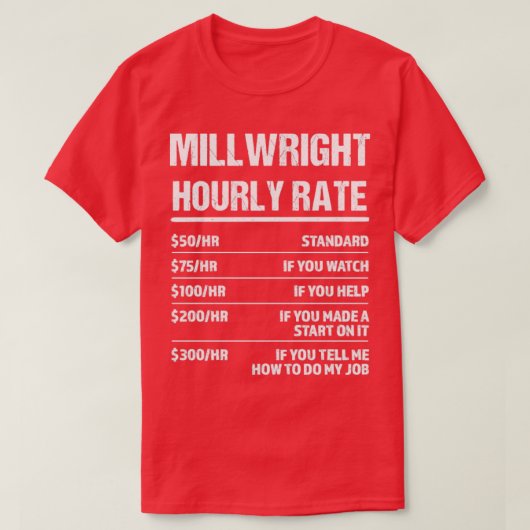 Millwright時給おもしろい誕生日ギフト Tシャツ (デザイン正面)