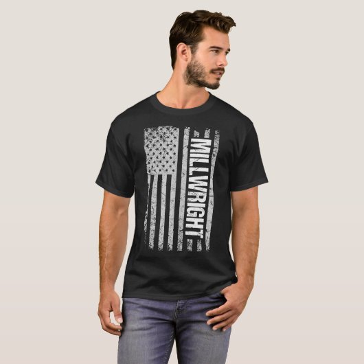 Millwright s American Flag Gift Tシャツ (正面フル)