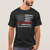 Millwright USA Flag Profession Retro Job Title Tシャツ (正面)