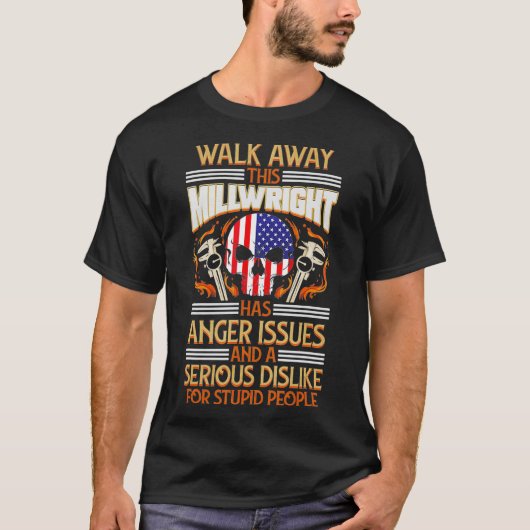 Millwright USA Skull Anger Issues Tシャツ (正面)