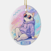 MILOとおしゃれなネコ | かわいいデザイン セラミックオーナメント (右)