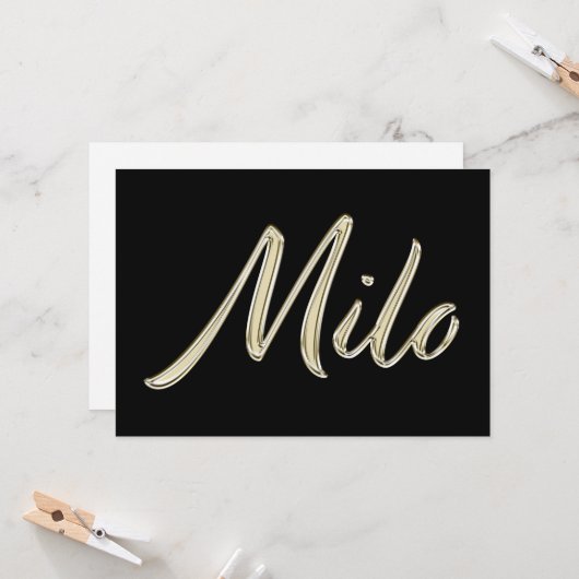 Milo Name white gold Handwriting Karte カード (正面/裏面インサイチュ)
