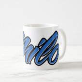 Milo Vorname Name blue Tasse Kaffeetasse コーヒーマグカップ (正面右)