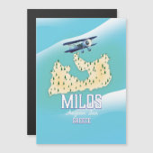 Milos，ギリシャの島の地図ポスターアート。 (正面/裏面)