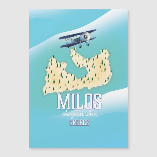 Milos，ギリシャの島の地図ポスターアート。 (正面)