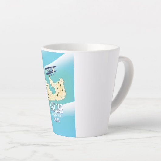 Milos，ギリシャの島の地図ポスターアート。 カフェラテマグ (右アングル)