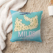 Milos，ギリシャの島の地図ポスターアート。 クッション (ブランケット)