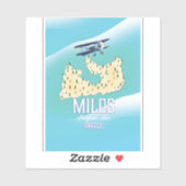 Milos,ギリシャの島の地図ポスターアート。 シール (シート)