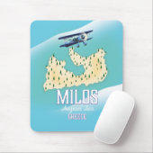 Milos，ギリシャの島の地図ポスターアート。 マウスパッド (マウス)