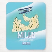 Milos，ギリシャの島の地図ポスターアート。 マウスパッド (正面)