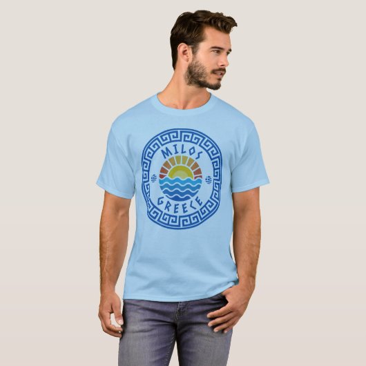 Milos Island, Greece - Light Blue Men's Tシャツ (正面フル)