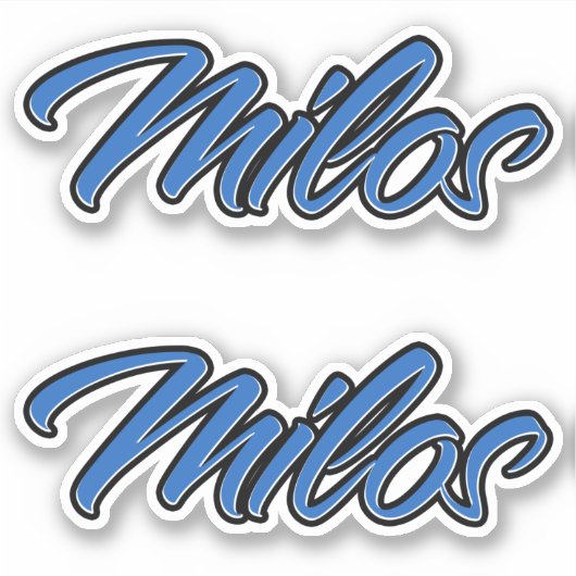 Milos Name blue Aufkleber Sticker Stickerset シール (正面)
