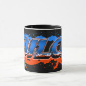 Milos Vorname Name Graffiti blue orange Tasse マグカップ (中央)
