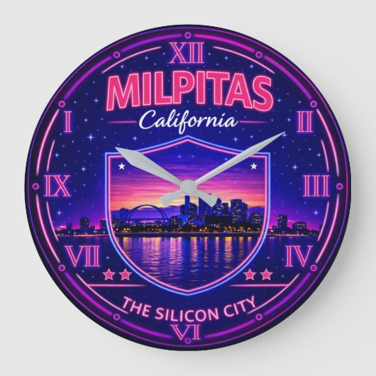 Milpitas California Silicon Valley  ラージ壁時計 (正面)