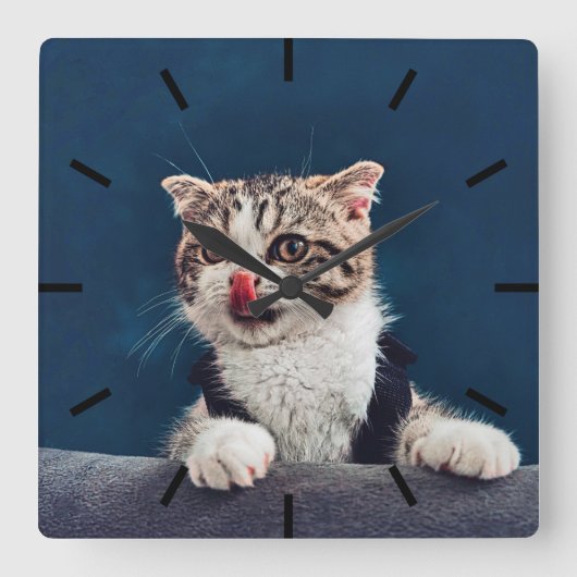 Milu Cat スクエア壁時計 (正面)