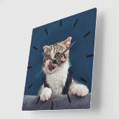 Milu Cat スクエア壁時計 (傾斜)