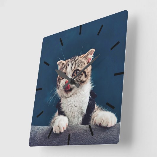 Milu Cat スクエア壁時計 (傾斜)