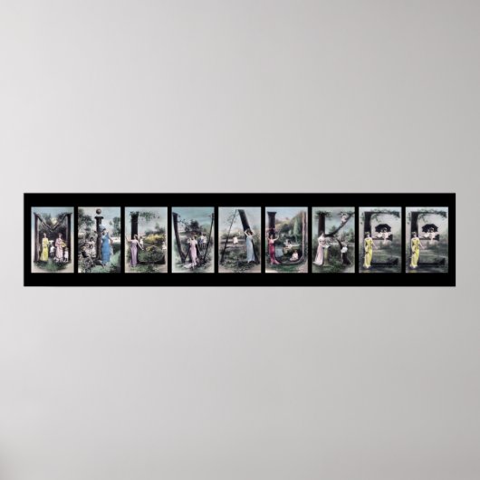 MILWAUKEEヴィンテージアルファベット文字名アート ポスター (正面)