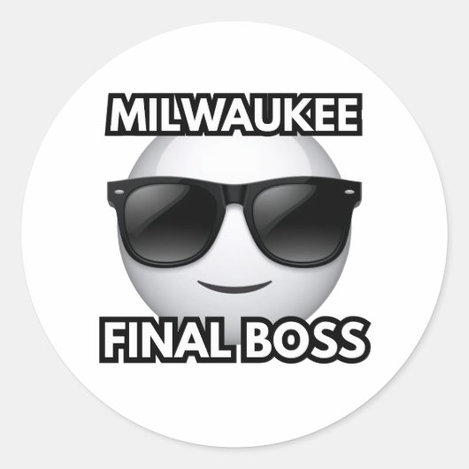 Milwaukee Final Boss Cool Emoji Sticker ラウンドシール (正面)