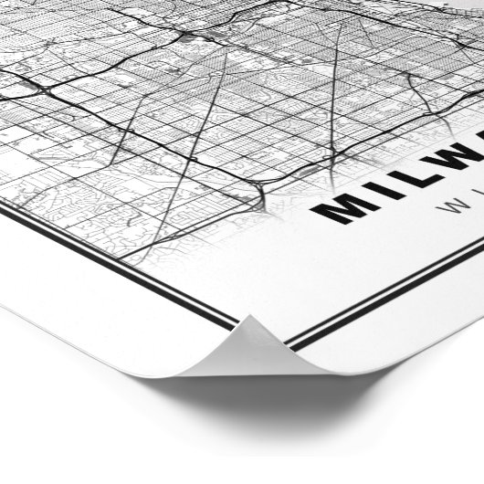 Milwaukee Map ポスター (角)