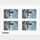 Milwaukee Skyline Black and White Woodcut Winter 長方形シール (シート)