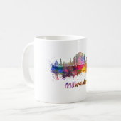 Milwaukee V2  skyline in watercolor コーヒーマグカップ (正面左)