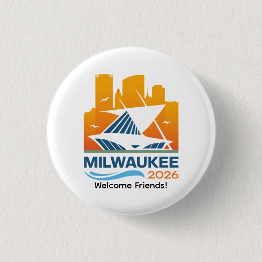 Milwaukee Wisconsin 2026 International Convention 缶バッジ (正面)
