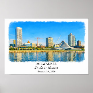Milwaukee Wisconsin Poster, Watercolor, Custom ポスター