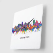 Milwaukee Wisconsin Skyline スクエア壁時計 (傾斜)