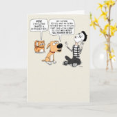 MIMEの目に見えないボックスの誕生日をうらやむ猫おもしろい カード (黄色い花)