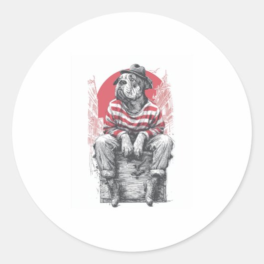 Mime Mastiff -静かおもしろい犬 ラウンドシール (正面)