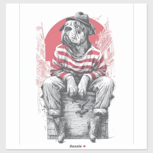 Mime Mastiff � Silent Funny Dog シール (シート)