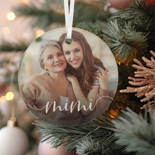 Mimiおばあちゃんのスクリプトオーバーレイ ガラスオーナメント