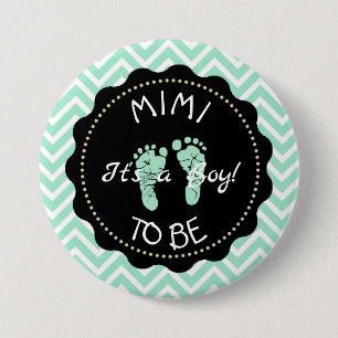 MimiへSage Green Chevronベビーシャワーボタン 缶バッジ